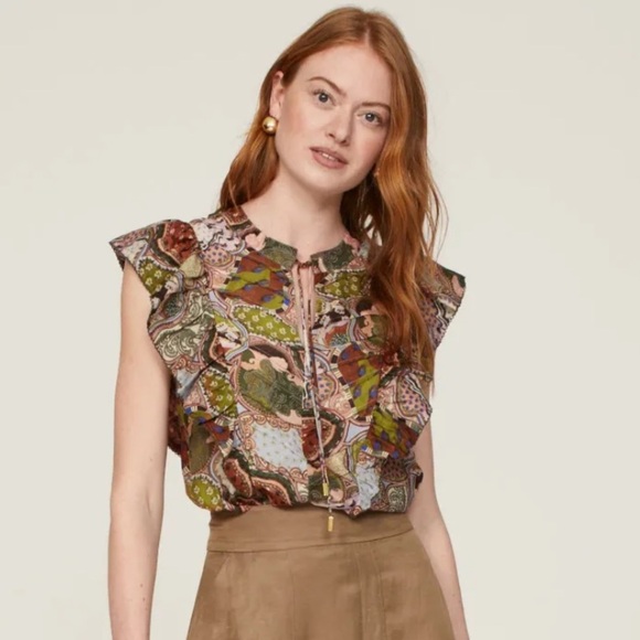 Chufy Dekker Silk Blend Top Floral Chiffon - Picture 2 of 6